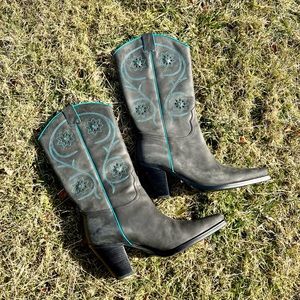 COPY - BNWT BNIB Franco Sarto Black Turquoise Cowboy Cowgirl Boots Never Worn N…